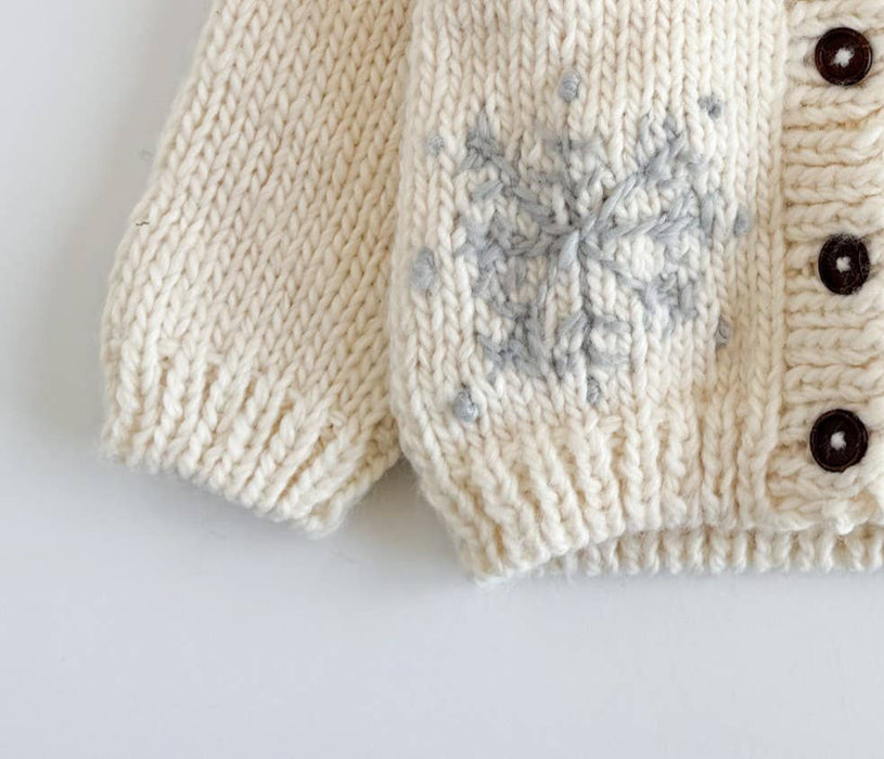 Figgy Friends - Snowflake Cardigan Baby Kid Winter Holiday Sweater Knit