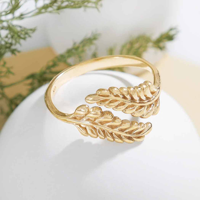 Nina Designs - Sterling Silver or Bronze Adjustable Sprig Leaf Ring