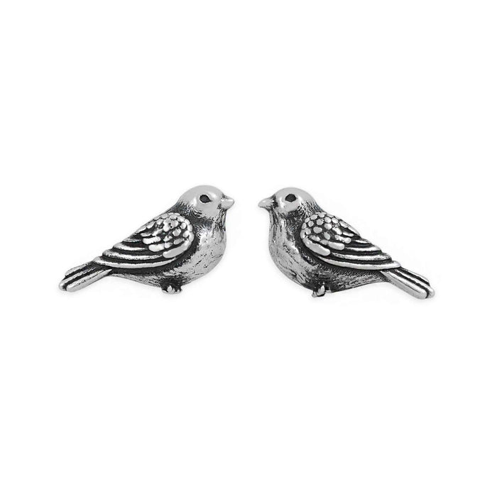 Nina Designs - Sterling Silver or Bronze Chickadee Stud Earrings 6x11mm