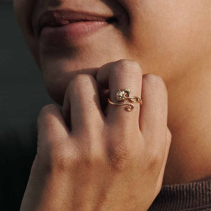 Nina Designs - Sterling Silver or Bronze Adjustable Lotus Ring