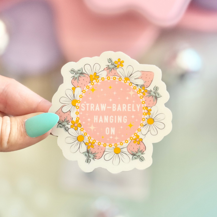 HandCrofted - Straw-Barely Hanging On Sticker