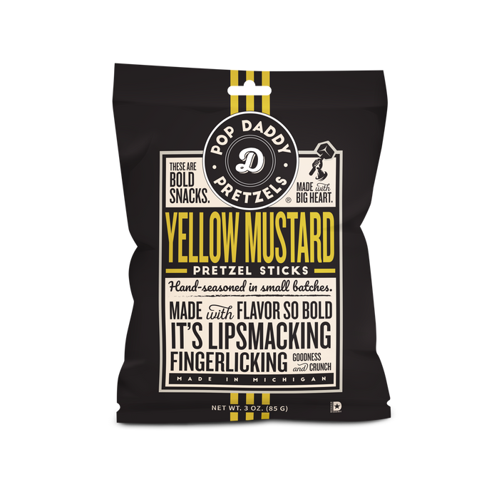 Pop Daddy Snacks - Seasoned Pretzels - 3oz - Yellow Mustard (NEW 12CT)