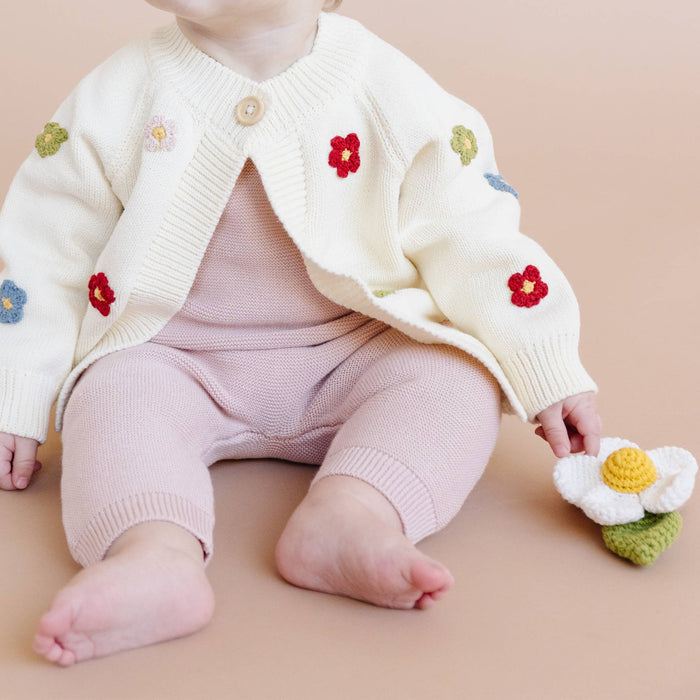 The Blueberry Hill - Cotton Flower Cardigan Color Baby Sweaters Clothing