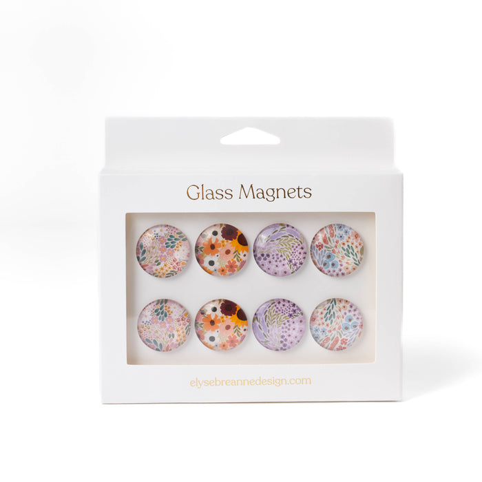 Elyse Breanne Design - Glass Magnets, Box Set of 8 Floral Magnets