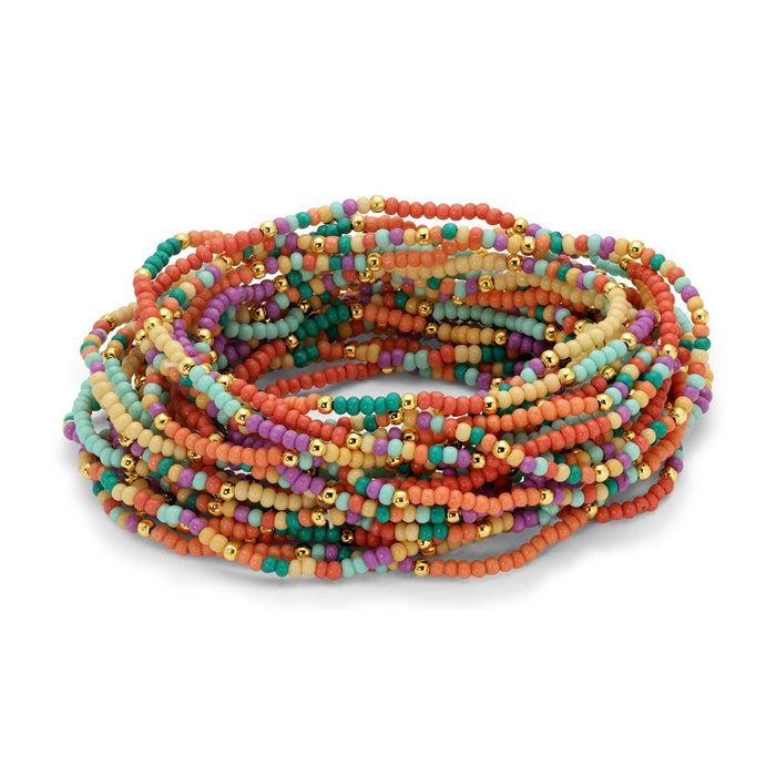 Splendid Iris - Set/24 Asst 2mm Stretch Seed Bead Bracelets