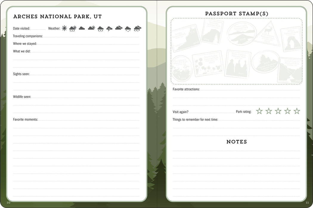 Peter Pauper Press - USA National Parks Journal & Passport Stamp Book