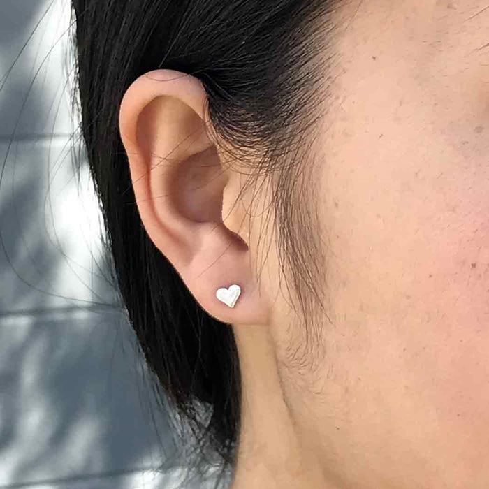 Nina Designs - Silver, Bronze or Gold Tiny Heart Stud Earrings 5x5mm