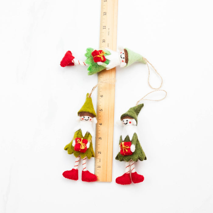 The Winding Road - Felt Elf Christmas Ornaments