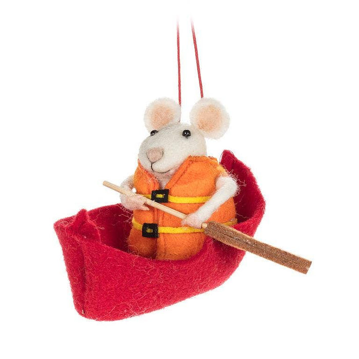 Abbott - Paddling Mouse in Canoe with Life Jacket Ornament