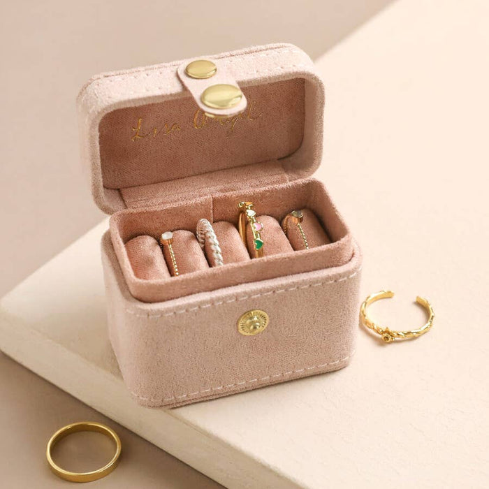 Lisa Angel - Embroidered Flowers Petite Velvet Travel Ring Box