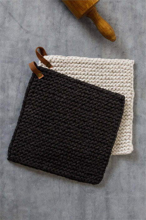 Audrey's Home & Gift - Knitted Pot Holders Black and Cream