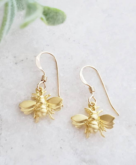 Sosie Designs - Gold Flying Bumble Bee Earrings