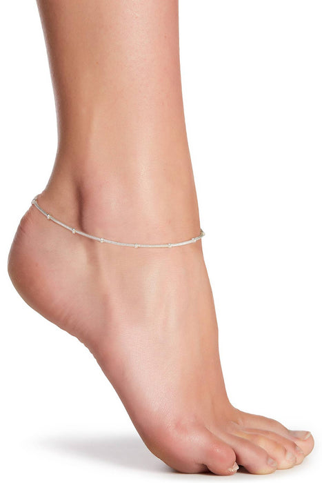 Zoey Simmons - Silver Plated 1mm Bead Chain Anklet