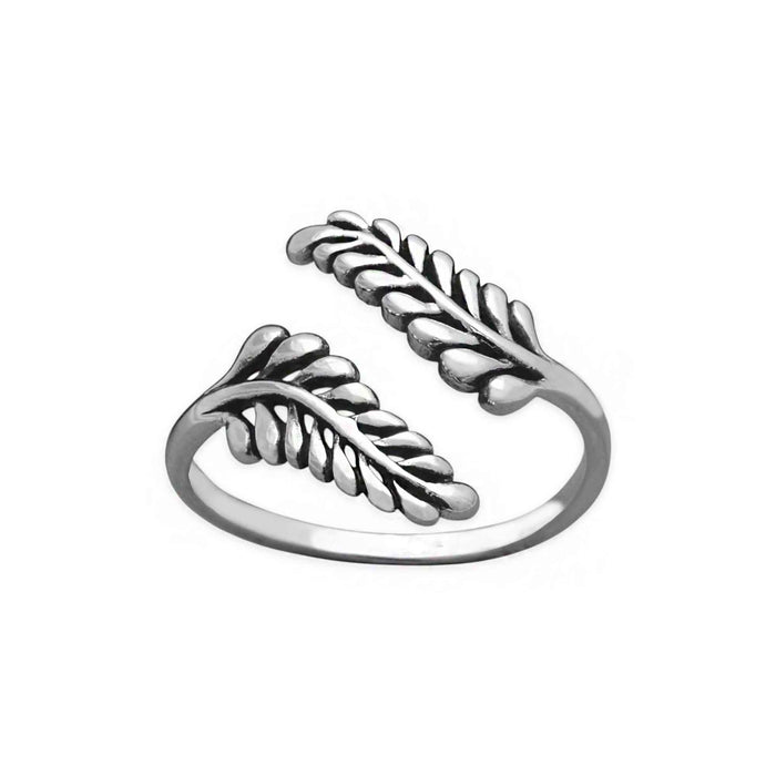 Nina Designs - Sterling Silver or Bronze Adjustable Sprig Leaf Ring