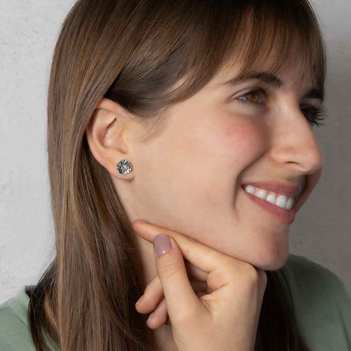 Nina Designs - Sterling Silver Poppy Flower Post Earrings 10x10mm