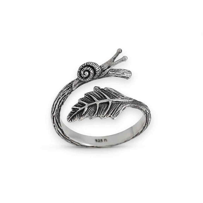 Nina Designs - Adjustable Snail and Leaf Ring