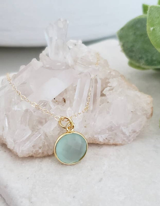 Sosie Designs - Gold Aqua Chalcedony Necklace