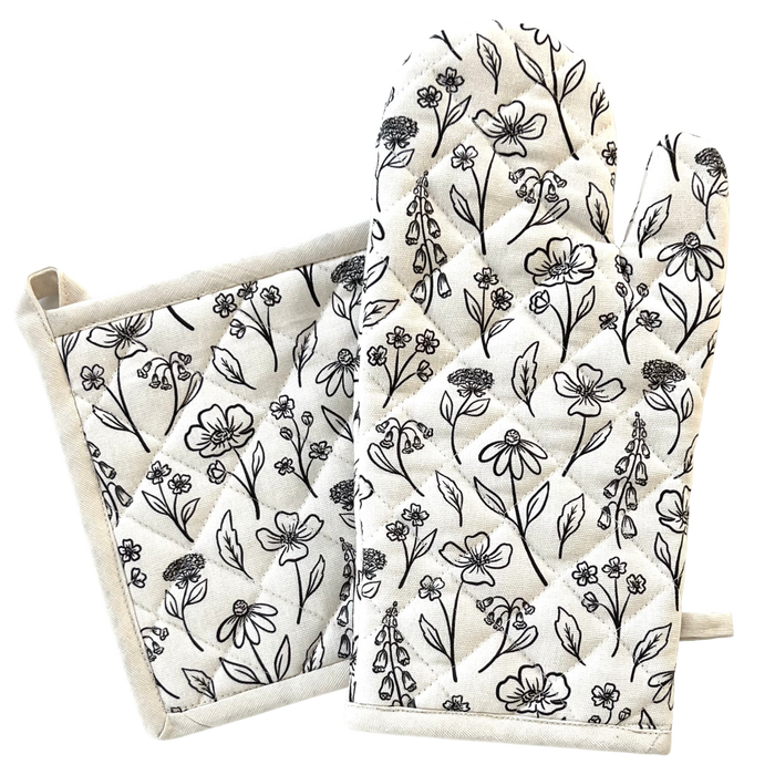 Elyse Breanne Design - Pressed Floral Oven Mitt + Pot Holder Set