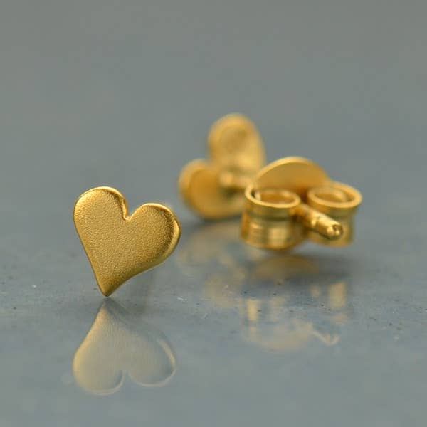 Nina Designs - Silver, Bronze or Gold Tiny Heart Stud Earrings 5x5mm