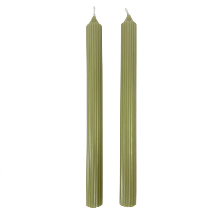 Andaluca - Green Ridged Taper Candles (Set of 2)