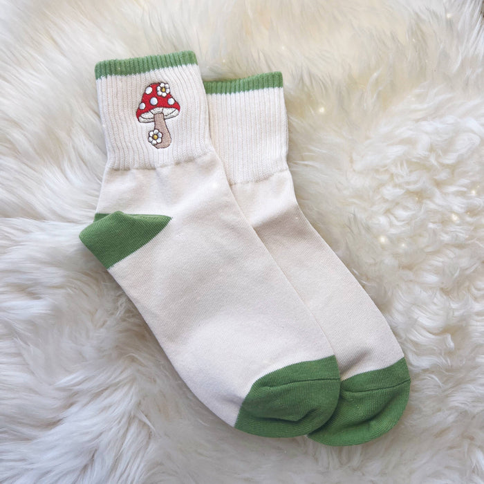 Wildflower + Co. - Mushroom & Daisy Embroidered Socks