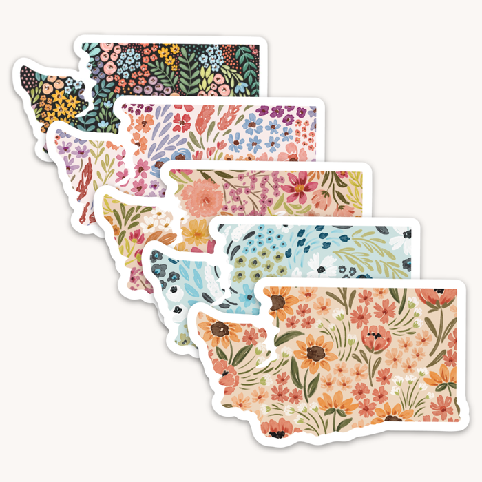 Elyse Breanne Design - Washington State Floral Sticker 3x2in.