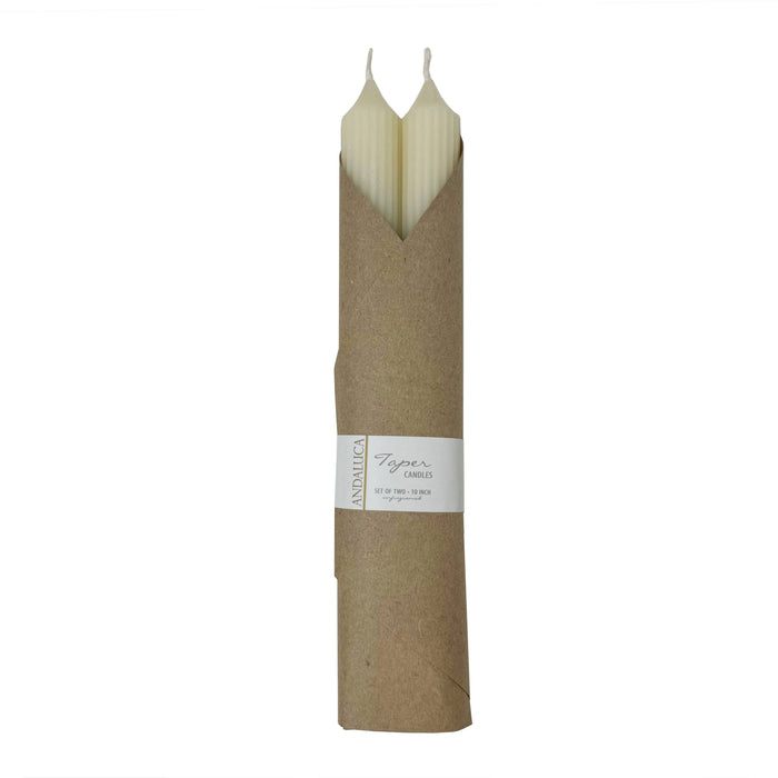 Andaluca - Ivory Ridged Taper Candles (Set of 2)