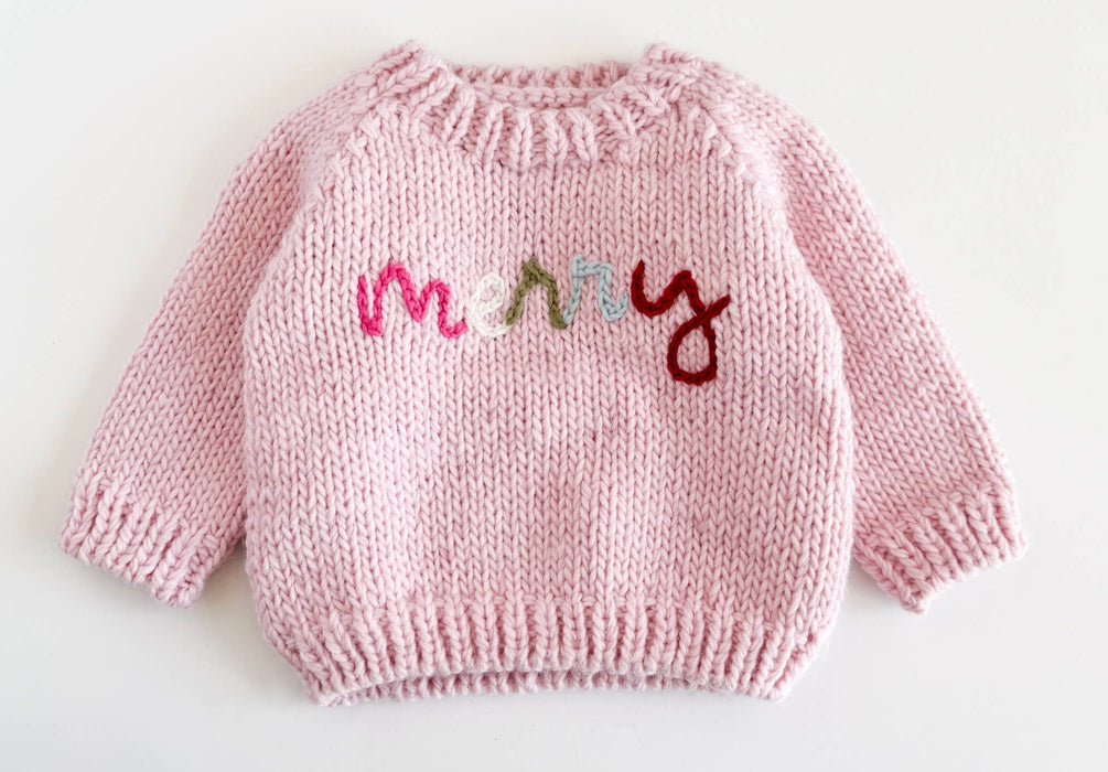 Figgy Friends - Merry Baby Sweater Pink Christmas Holiday Apparel Gift