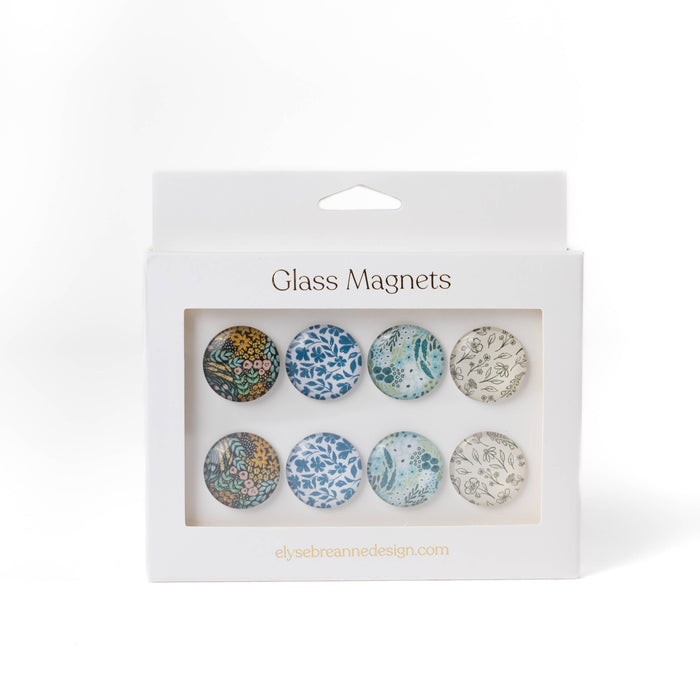 Elyse Breanne Design - Glass Magnets, Box Set of 8 Floral Magnets