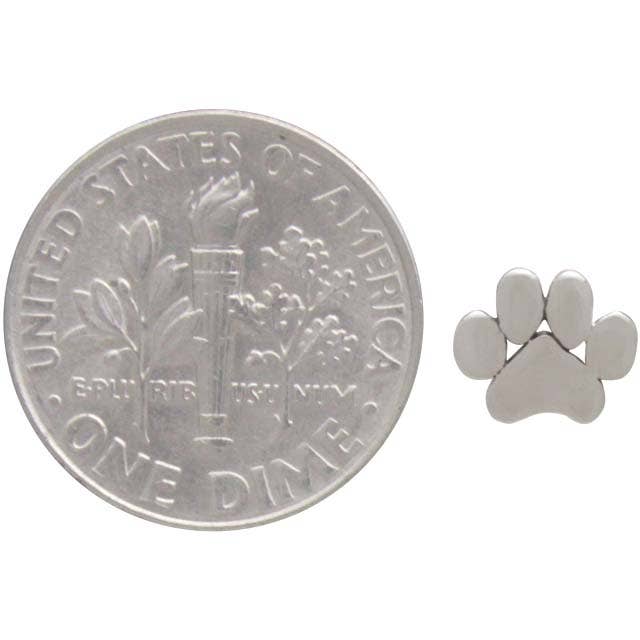 Nina Designs Paw Print Post Earrings Silver 6x7mm