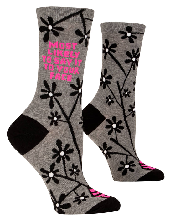 Blue Q - Say It To Your Face Crew Socks