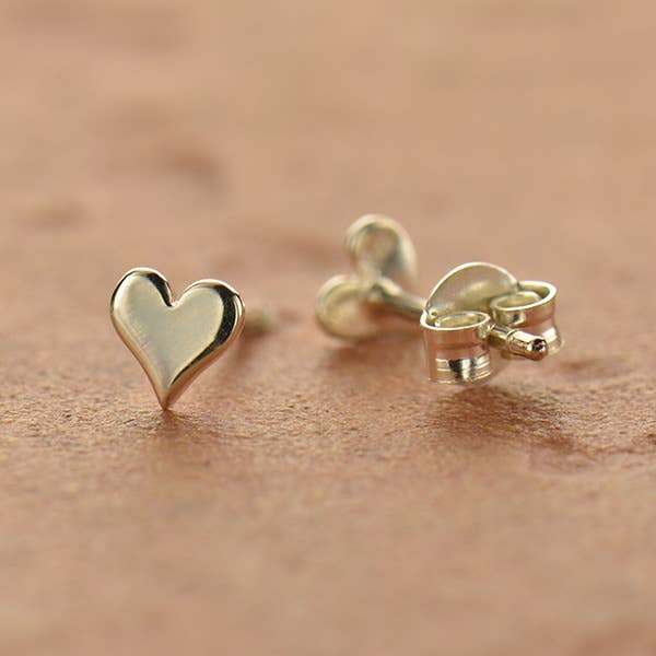 Nina Designs - Silver, Bronze or Gold Tiny Heart Stud Earrings 5x5mm