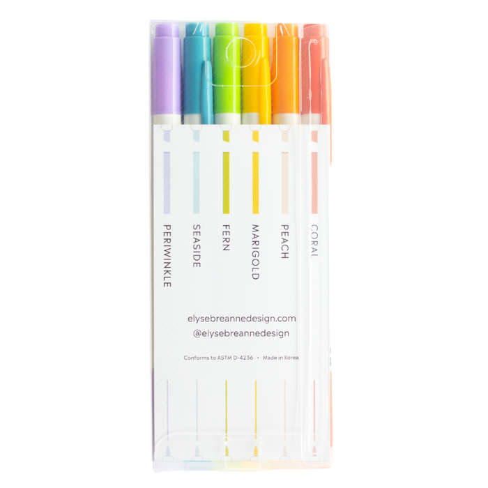 Elyse Breanne Design - Set of 6 Double Tip Markers Pastel Rainbow