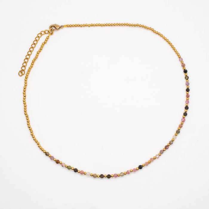 Baizaar - Simple Beaded Faceted Stone Necklace - Great for Layering!