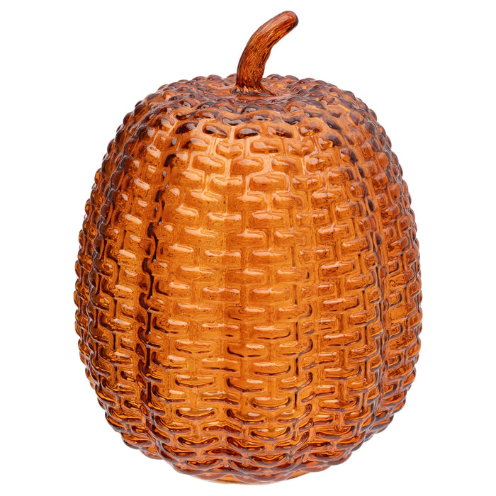 Boston International - 8.5" Umber Textured Glass Pumpkin Fall Autumn