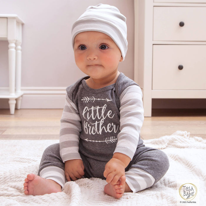 Tesa Babe "Little Brother" Cotton Romper: Heather Grey