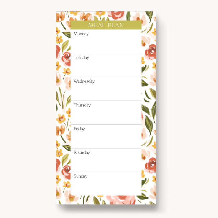 Elyse Breanne Design - Floral Magnetic Meal Plan Notepad