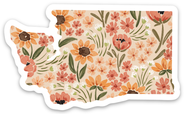 Elyse Breanne Design - Washington State Floral Sticker 3x2in.