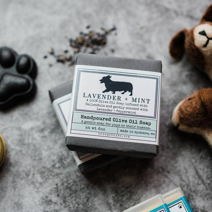 Orange Thyme Bath Apothecary - Dog Shampoo Bar Olive Oil Soap- Lavender + Mint