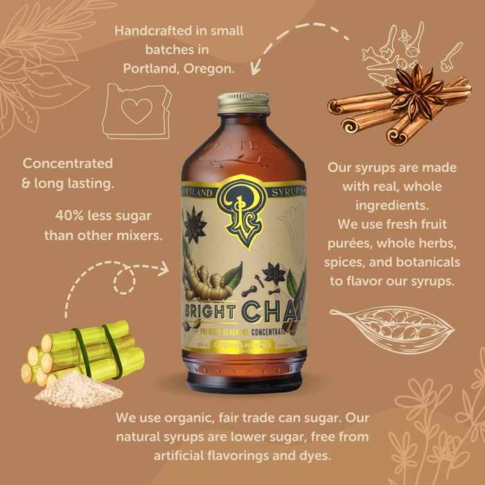 Portland Syrups - Bright Chai Syrup 12oz - cocktail / mocktail / coffee drinks