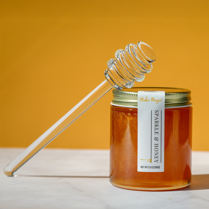 The Enchanted Hive - 6-Inch Glass Honey Dipper – Clear Drizzler for Honey Jars