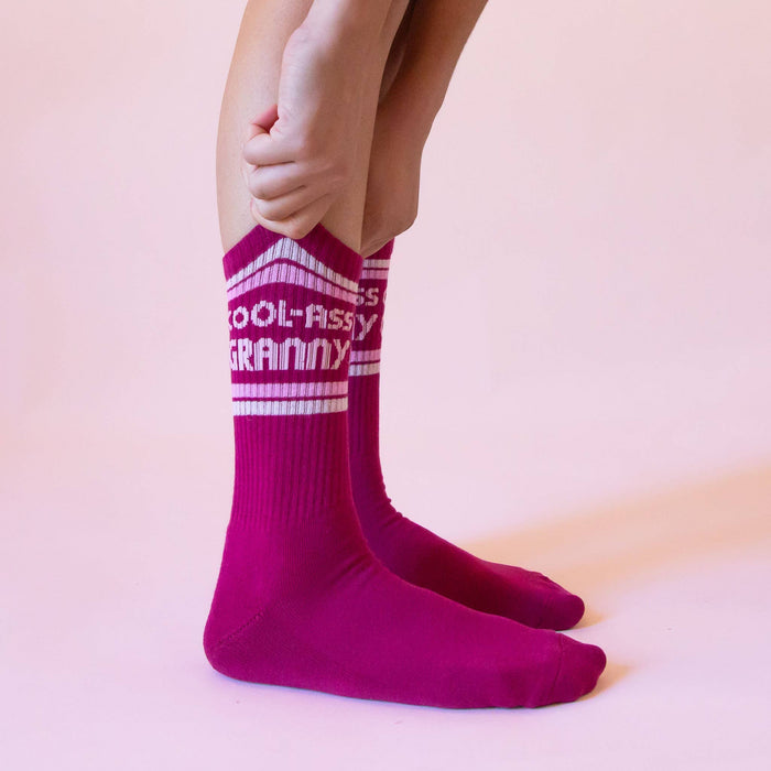 Sunshine Studios - Cool Ass Granny Striped Ribbed Crew Socks