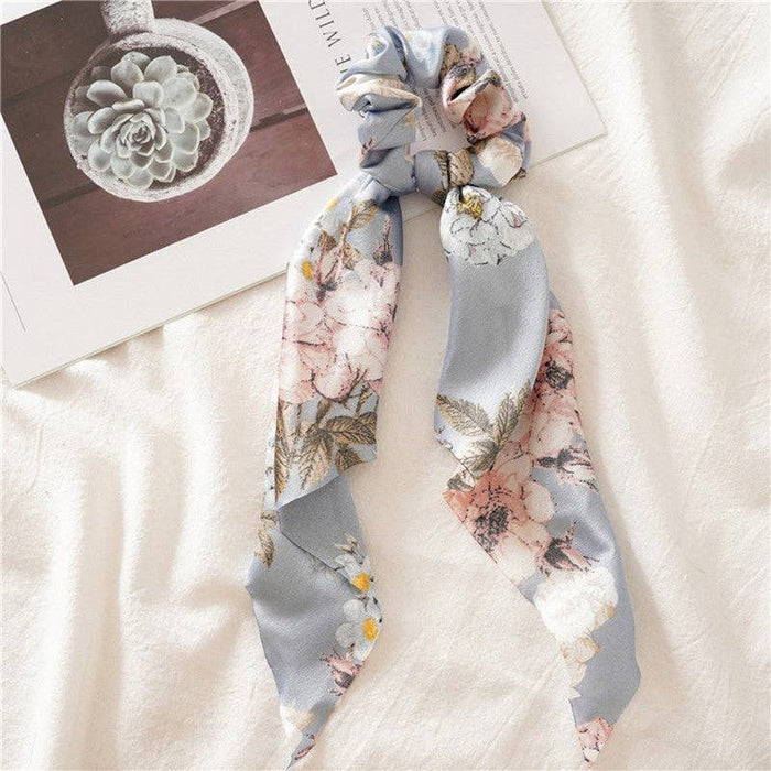 ShieldChic - Floral Ribbon Scarf Pony Scrunchie