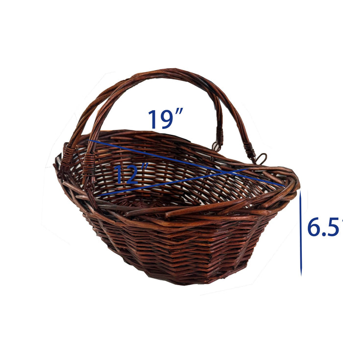 Bospak - 19" Oval Handmade Willow basket w/ foldable Handle