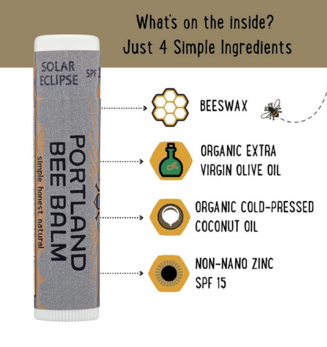 Portland Bee Balm - Solar Eclipse SPF 15 Beeswax Lip Balm: 24-Count Display