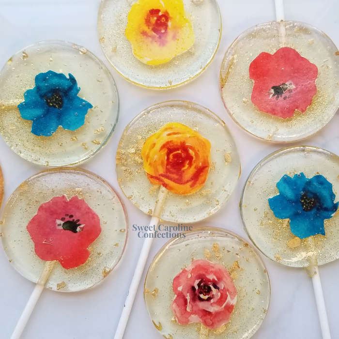 Sweet Caroline Confections - Mexican Flower Lollipops, Melon Flavor, 10/Case - VEGAN