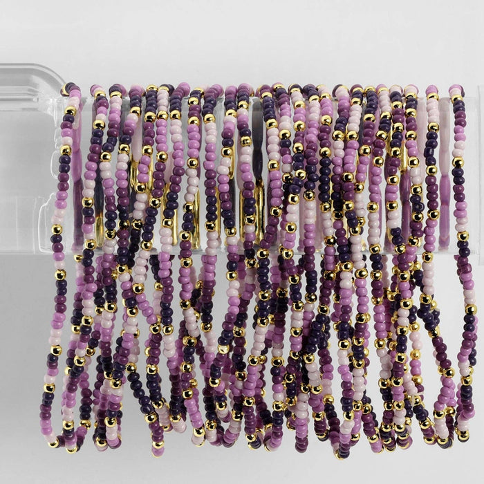 Splendid Iris - Set/24 Asst 2mm Stretch Seed Bead Bracelets
