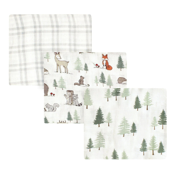 BabyVision - Hudson Baby Cotton Muslin Swaddle Blankets, Forest Animals