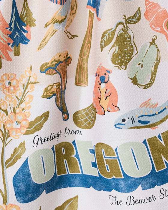 Geometry - Greetings From Oregon Tea Towel