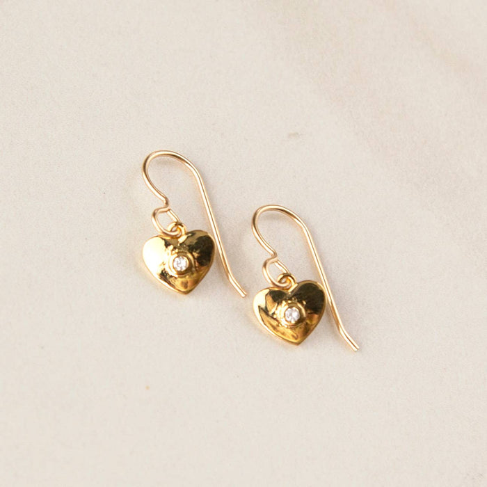 Stowaway Jewelry - Heart with Center Crystal Earrings